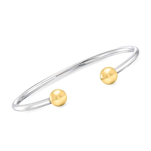 Ross-Simons Italian Sterling Silver and 18kt Gold Over Sterling Ball Cuff Bracelet