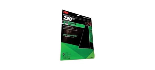 3M Wetordry Sandpaper, 32043, 220 Grit, 9 in x 11 in, 5 Sheets Per Pack