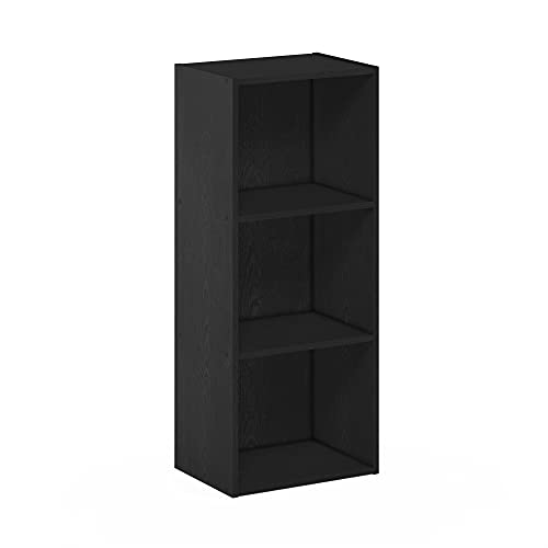Furinno LUDER Book Shelf, 3-Cube Bookshelf, Bookcase with Open Shelves, 9.3 x 12 x 31.5, for Living Room, Bedroom, Home Office, Blackwood