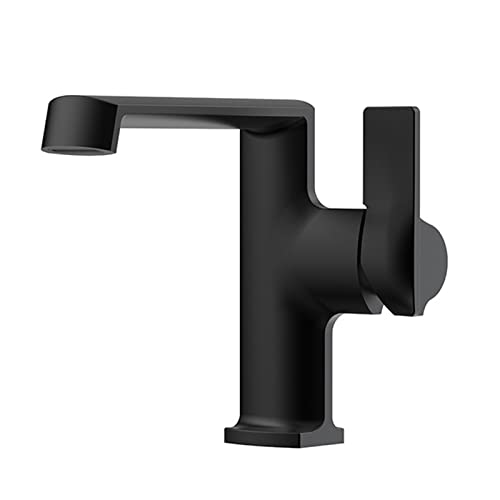 Robinet de lavabo cascade en laiton noir monotrou eau chaude et froide pour salle de bain