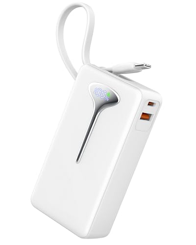 Power Bank, Fast Charging 22.5W Portable Charger 10000mAh, Small Battery Pack USB-C In & Out, Lightweight Powerbank with Built in Cable for iPhone 16/15/14/13/12, Samsung Galaxy, Xiaomi, Android etc