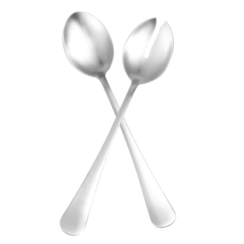 Cabilock Set Posate per Insalata 2 Pezzi in Acciaio Inox Satinato, Cucchiaio e Forchetta da Cucina per Ristorante e Picnic, Utensili da Tavola Resistenti e Design Elegante
