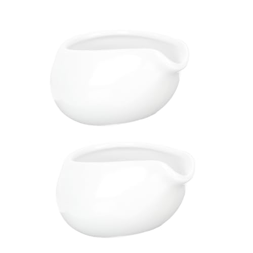UTHCLO 2pcs Milk Gu Sauce Bucket Bowl Sauce Serving Boat Gravy Jug Honey Syrup Porcelain Creamer Breakfast Milk Cups Gravy Sauce Boat Coffee Syrups Syrup Server Mini Pot White Ceramics