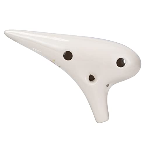 Deekec 12 Hole Ceramic Ocarina "Singing Birds and Fragrant Flowers", Hand Painting 12 Hole Alto C with Song Book and Bag