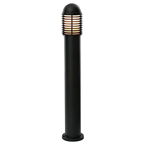 National Lighting IP44 Rated Louvred Bollard Light - 1000mm Outdoor Garden Patio Porch Driveway Lights - Black Garden Lamp Post - 9W 240V LED ES E27 (Not Included)