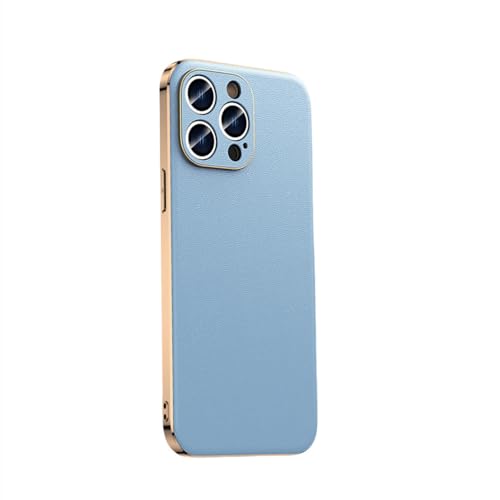 Coque en cuir iPhone 15 Pro bleu, l'accessoire idéal de votre quotidien avec placage chic