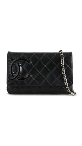 CHANEL Womens Pre-Loved Chain Wallet Lambskin Leather Black One size
