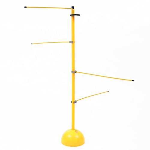 Basketball Training Pole Ball Control Training Lever Dribble Stick with Fan Storage Buckle Yellow Adjustable Height Basketball Dribble Trainer Equipment