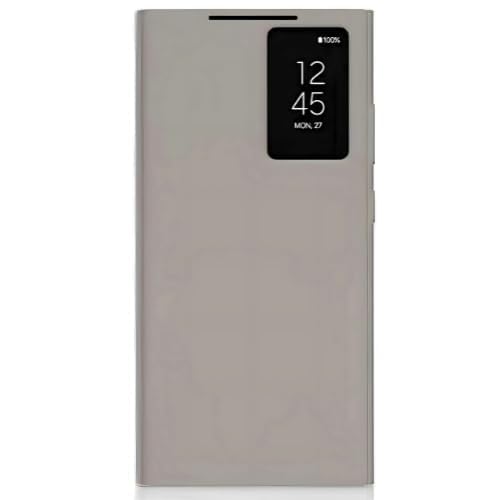 Image of Ultra-Hybrid for Samsung Galaxy S23 Ultra Smart-View Wallet Flip Case - Protective Leather Cover with Smart Screen Display, Tap Control, Slim Design, Built-in Card Holder (Titanium Gray)