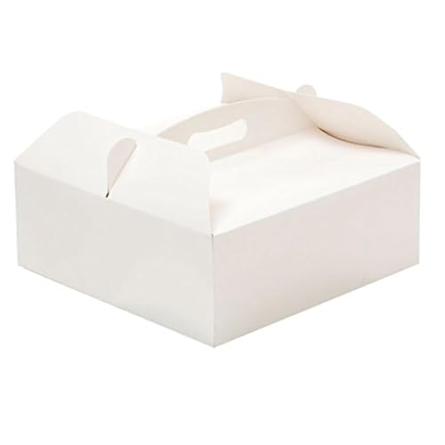 Decora, 0340200 Caja para Tarta con Asa, Ideal para Conservar y Transportar Postres, Hecha de Cartulina, Envasada Individualmente, 23 x 23 x 10 cm