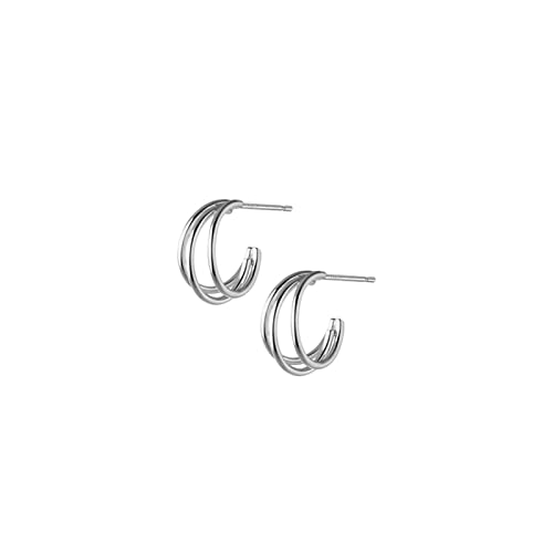 Boucles d'oreilles trois couches anti-irritation couleur blanc pour lobes sensibles