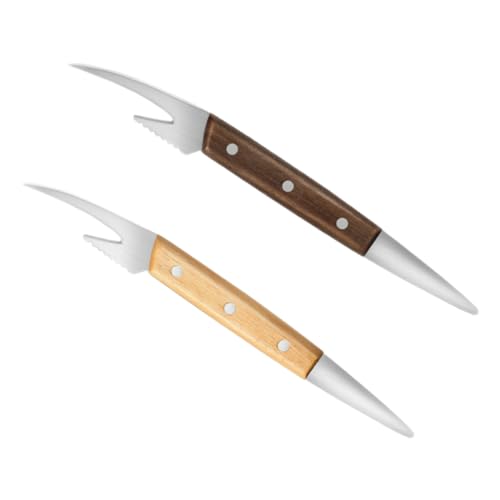 Amosfun 2pezzi Strumento Per Sbucciare i Gamberetti in Acciaio Inossidabile e Legno Sbucciatore Per Gamberetti Da Cucina Gadget Per Pulire Gamberotti Rapidamente