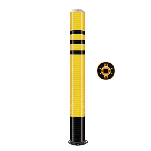 Dissuasori Parcheggio Auto Solare in Acciaio, Paletti Delimitazione a LED, Paletto Parcheggio con Strisce Riflettenti, per Barriera di Parcheggio e Vialetto(100x12cm/39x5in)