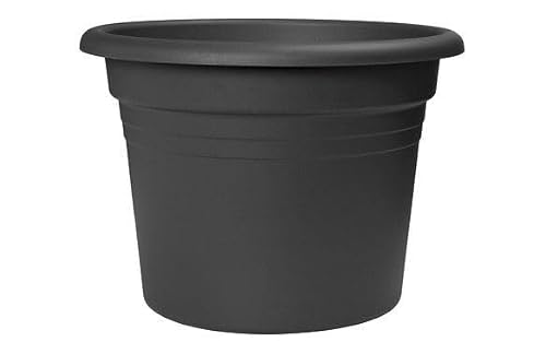 Rajani Anthracite Elho Mediterran Cilindro Plant Pot 30Cm Diameter Weather-Resistant Plastic Flowerpot Outdoor