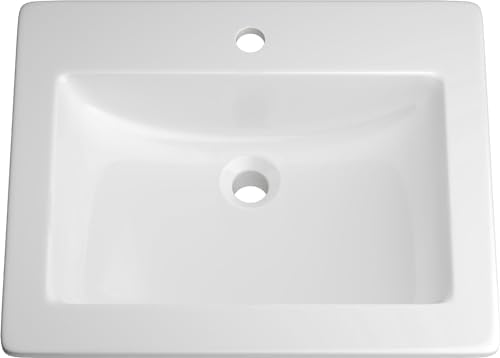 PROFLO PF21181 Hoffman 21" Rectangular Vitreous China Drop In Bathroom Sink with Overflow and 1 Faucet Holes at 1" Centers - White