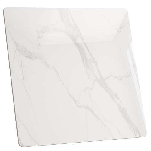 SSTBLEV Square Table Top, 15.7” White Sintered Stone Tabletop, DIY Replacement & Cover Marble Desktop, Scratch & Wear Resistant, Easy to Clean, Suitable for Indoor & Outdoor