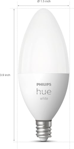 Image of Philips Hue Smart 40W B39 Candle-Shaped LED Bulb - Soft Warm White Light - 2 Pack - 450LM - E12 - Indoor - Control with Hue App - Works with Alexa, Google Assistant and Apple Homekit