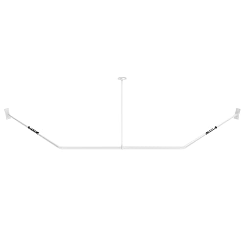 Naiture Corner Diamond Shaped Aluminum Shower Curtain Rod, 30-1/2" X 37" X 30-1/2", Gloss White Finish, with Ceiling Support for Bathroom, Bathtub, Closet or Fitting Room, Private Space