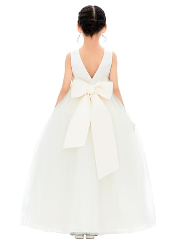 ekidsbridal V-Back Flower Girl Dress Rhinestones for Church Communion Baptism Gowns PR123