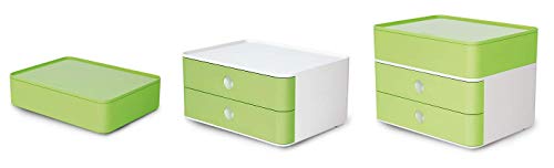 Han 1110-80 ALLISON SMART-ORGANIZER , functional, stackable utensil box with interior tray and lid, Lime Green - Image 4
