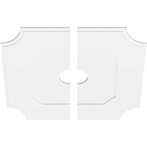 Image of Ekena Millwork CMP38LE2-06000 Locke Architectural Grade PVC Contemporary, Two Piece Urethane Ceiling Medallions 38 inchOD x 6 inchID x 22 3 /4 inchC x 1 inchP