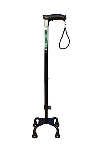 Kds Surgical 4 Leg Black Walking Stick with Support