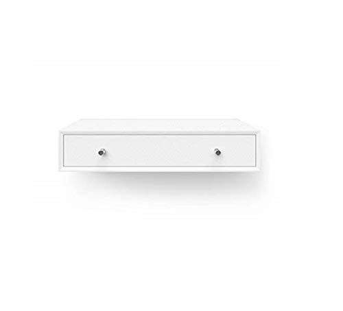 MUEBLECASA - Mesilla auxiliar flotante montada con cajón, madera (D-11), Ancho 70cm x Alto 14cm x Fondo 45cm, Blanco