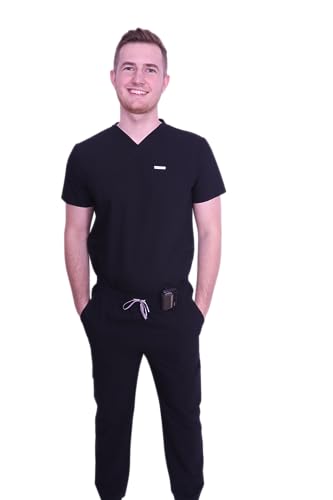 Men's Black Classic Fit Straight Leg Scrub Set (Extra Large)