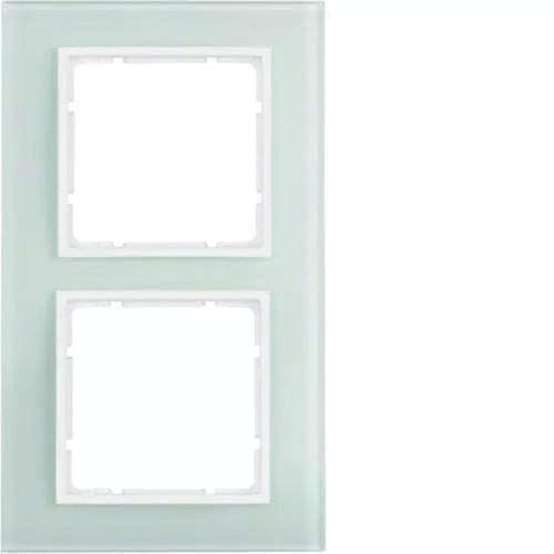 Hager B7 cadre 80 x 80 double plaque de finition verre 2 postes