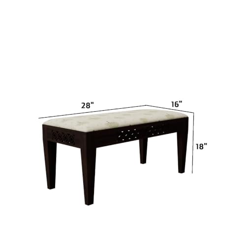 Image of THE WOODEN CITY Solid Sheesham Wood 3 Chair with 1 Bench Dining Table Set with Cushioned Chairs for Dining Room | Living Room | Home & Office - Walnut Finish