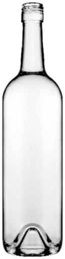 Clear Glass Wine Bottles, 750ml Bordeaux Style, Cork Finish, 12-Pack with Storage Case