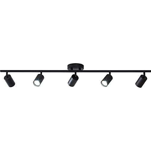 Image of KCO Lighting 5 Light LED Track Lighting Adjustable 5 Way Ceiling Mount Spotlights Matte Black for Kitchen Gallery Dining Room (5-Light)
