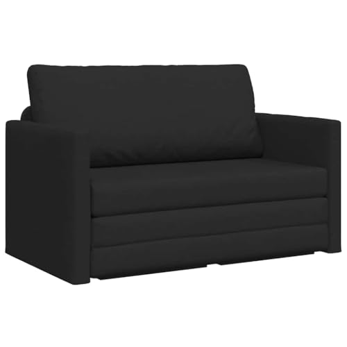 vidaXL Schlafsofa 110cm Schwarz Stoff, Modernes Wohnzimmer, kompaktes rechteckiges Sofa, stylische umwandelbare Samt-Couch, langlebige Soft-Touch-Sitzgelegenheit, funktionale Möbel