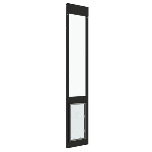 Liberty Pet Door for Sliding Glass Door | Aluminum Frame with Closing Cover | for Home & Rentals | Clear Glass | Black, Large Flap, 74" - 75.5" Slider Height