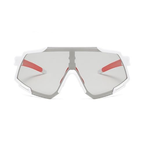 Image of Karsaer Oversized Photochromic Sports Sunglaases Men Women Polarized Cycling Fishing Glasses UV400 Protection E1260,White-Red