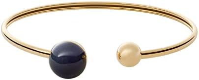 Skagen Women's Sea Glass Gold Tone Bracelet, Black & Gold Cuff