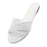 Herstyle Women’s Flat Sandals 2025 – Comfortable Dressy Slide Sandals | Cushioned Slip-On Summer Casual Sandals with Open Toe for Beach, Travel & Everyday Wear, White, Size 7.0, Marlena