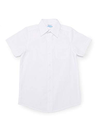 Boy White Short Sleeve Oxford Uniform Dress Shirt