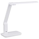 オーム電機 LEDデスクライト A形相当 Ra93 5段階調光 USBポート付き 昼光色 1000ルーメン デスクスタンド 学習スタンド ホワイト DS-LS20BCU-WD 06-3848 OHM