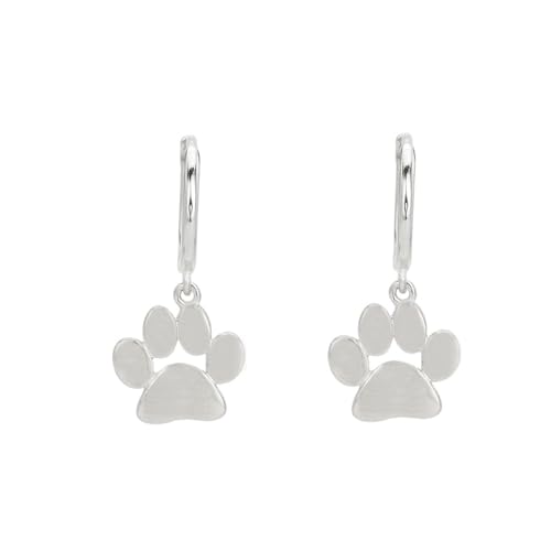 Dainty Paw Charm Cartilage Small Hoop Dangle Drop Earrings for Women Girls Sensitive Ear Sterling Silver 14K Gold Plated Minimalist Animal Paw Dog Cat Pet Sleeper Huggie Hoops Hypoallergenic Fashion Jewelry Gift