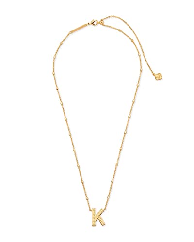 Kendra Scott Letter K Pendant Necklace For Women, Fashion Jewelry, 14K Gold-Plated Brass, Gold Metal, Letter K #TOP1