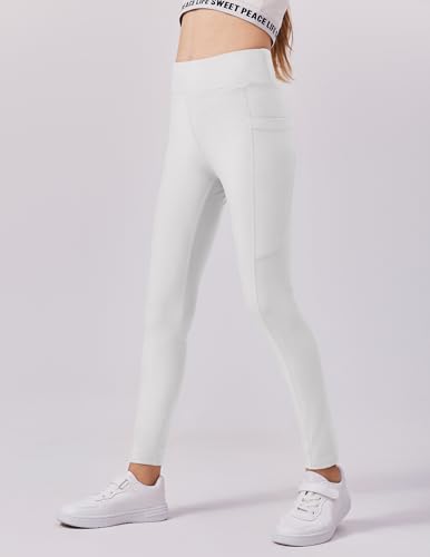 Zaclotre Leggings femininas forradas com lã quente para corrida de inverno para crianças, calças de