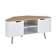 BAÏTA Lyna TV-Schrank Eckschrank – Dekor Weiß und Eiche – Industrie-Stil – L 115 x T 55 x H 53,5 cm