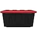 2-Pack 27-Gallon Stackable Storage Containers with Locking Snap Lid - Black and Red Plastic Bins for Home Organization