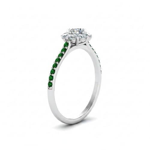 Image of Choose Your Gemstone Flower Halo Diamond CZ Ring 925 Sterling Silver Round Shape Halo Engagement Rings Everyday Jewelry Wedding Jewelry Handmade Gifts for Wife US Size 4 to 12