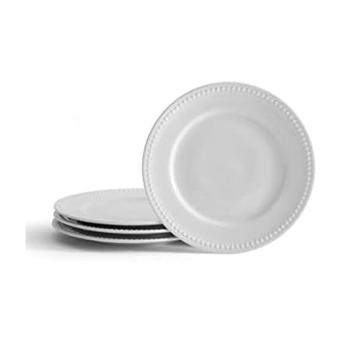 Everyday White Beaded Set of 4 Salad Plates