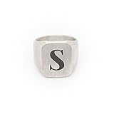 Custom Square Signet Ring, 925 Sterling Silver, Satin Finish, Engraved Initial, Thick Solid Silver...