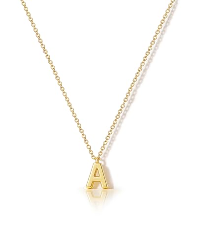 HANLI Colgante Letra Inicial para Mujer - Collar de Letra A Personalizado Bañado en Oro 14K Joyería Fina para Mujer Regalo Elegante Delicado Monograma
