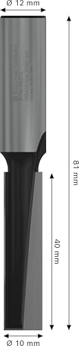 Bosch Professional Zubehör 2 608 628 464 Nutfräser 12 mm, D1 10 mm, L 40 mm, G 81 mm