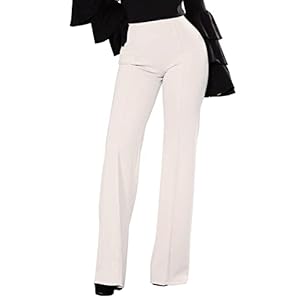 FANCYINN Dames slimme zwarte broek hoge taille lange wijde pijpen broek winter